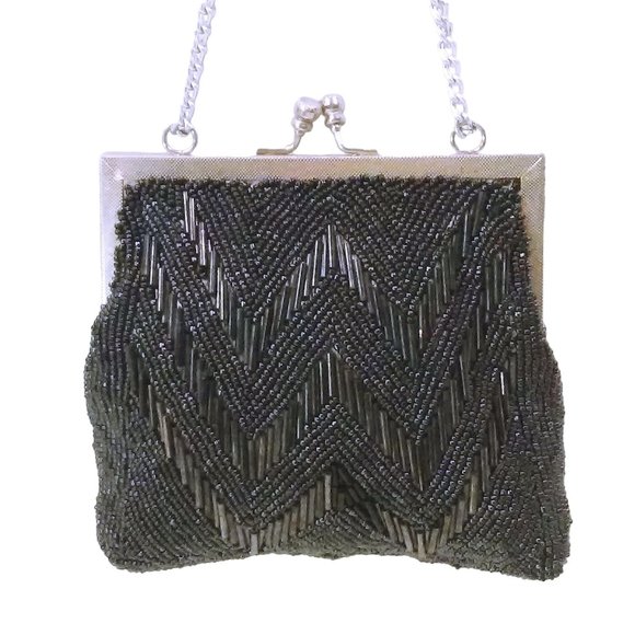 Vintage 50s-60s Walborg Hong Kong Beaded Evening Shoulderbag 5x6 Hinged KissLock - Picture 2 of 11